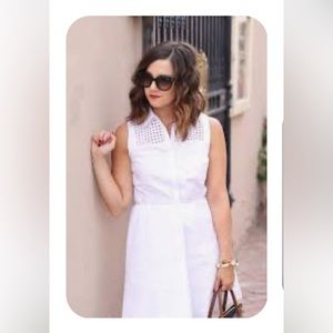 Monteau Jr. Dress cotton white eyelet  bodice cotton fabric lower mini / large